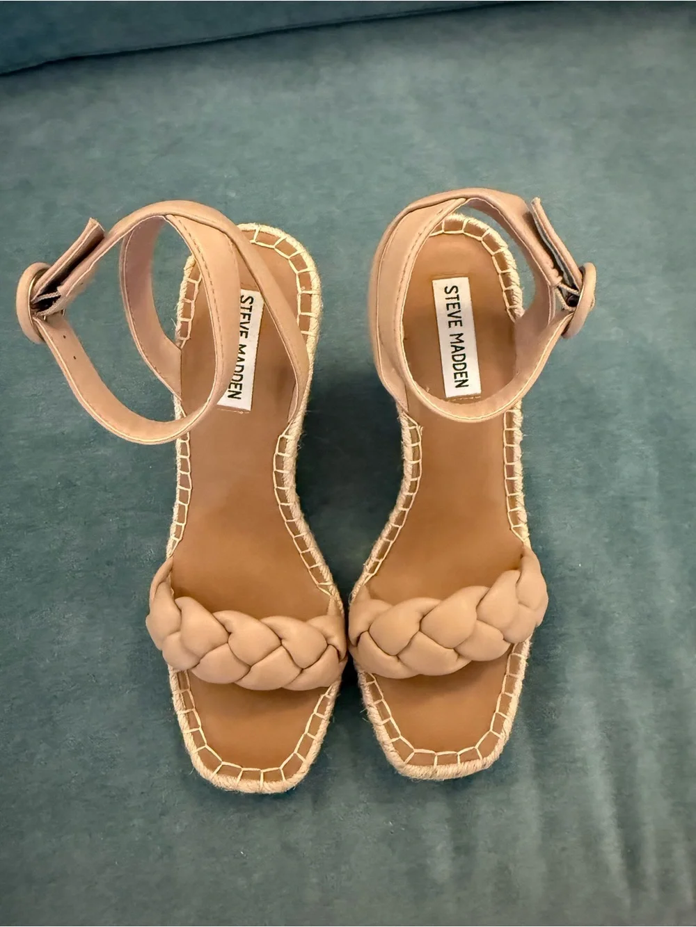 Steve Madden Nude Braided Espadrille Wedge Sandals